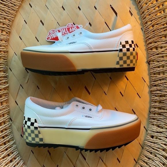 Vans Era Stacked White Checkerboard Sneakers - Picture 12 of 12